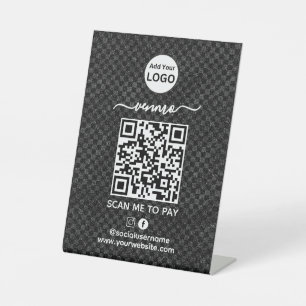 Venmo QR-code Betaling   Scannen naar zakelijke Lo Reclamebord Met Voetstuk