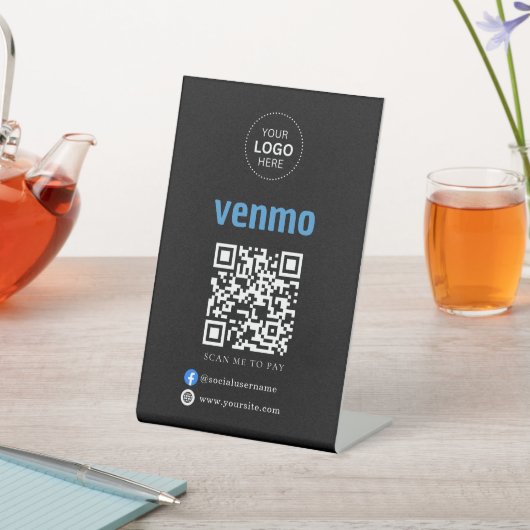 Venmo QR-code Betaling | Scannen naar zakelijke Lo Reclamebord Met Voetstuk (Insitu)
