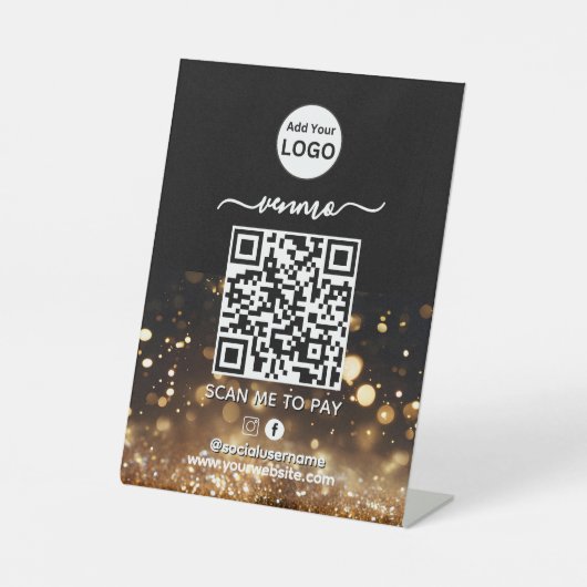 Venmo QR-code Betaling | Scannen naar zakelijke Lo Reclamebord Met Voetstuk (Voorkant)