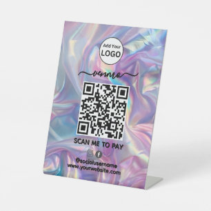 Venmo QR-code Betaling   Scannen naar zakelijke Lo Reclamebord Met Voetstuk