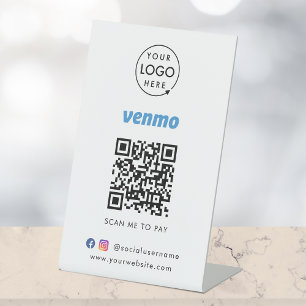 Venmo QR-code Betaling   Scannen naar zakelijke Lo Reclamebord Met Voetstuk