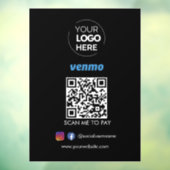 Venmo QR Code Betaling | Scannen naar zwart betale Raamsticker (Vel 3)