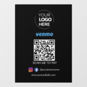 Venmo QR Code Betaling | Scannen naar zwart betale Raamsticker (Vel)