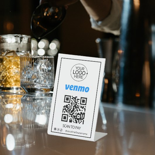 Venmo QR Code Betaling Toevoegen Logo Social Media Reclamebord Met Voetstuk