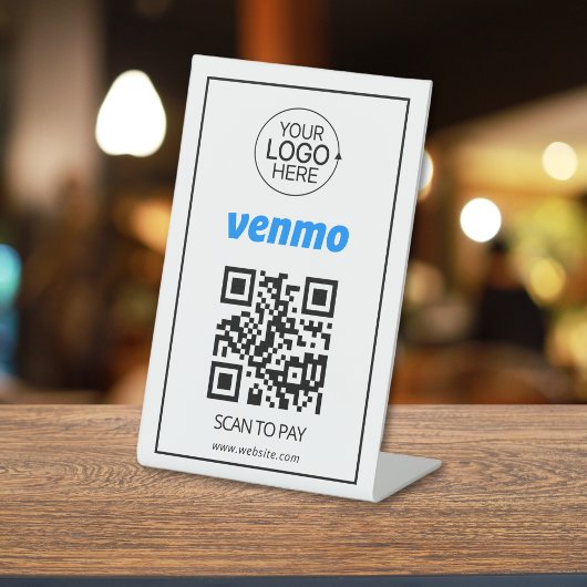 Venmo QR Code Betaling Voeg Logo contactloos toe Reclamebord Met Voetstuk