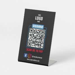 Venmo QR-code betaling | Zwart Scan om te betalen Reclamebord Met Voetstuk