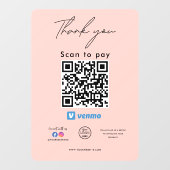 Venmo QR Code Logo Bedankt Scan om te betalen Raamsticker (Vel)