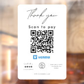 Venmo QR Code Logo Scan om te betalen Hartelijk da Raamsticker (Vel 2)