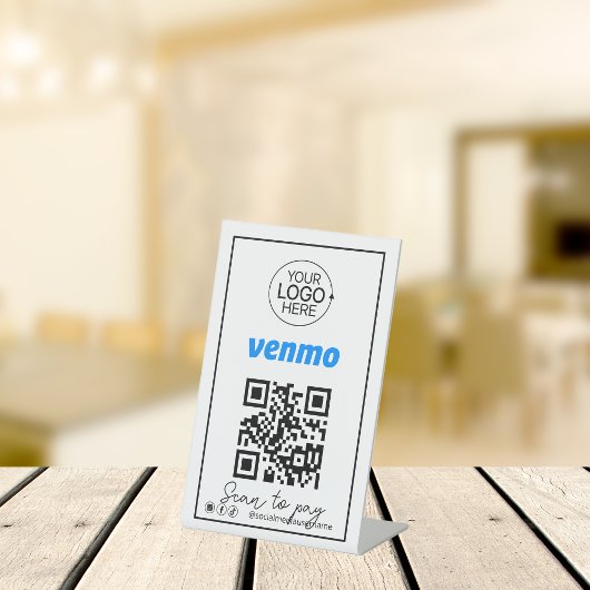 Venmo QR Code Payment Logo Script Social Media Reclamebord Met Voetstuk