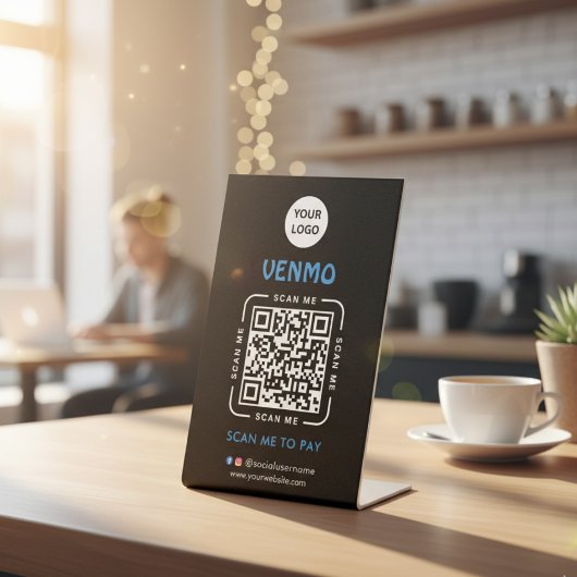 Venmo QR Code Payment | Scan to Pay Business Logo Reclamebord Met Voetstuk