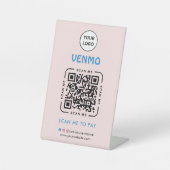 Venmo QR Code Payment | Scan to Pay Business Logo Reclamebord Met Voetstuk (Voorkant)