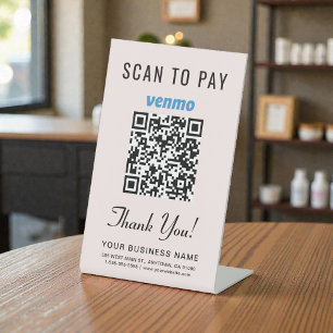 Venmo QR-code roze scan om te betalen Reclamebord Met Voetstuk