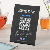 VENMO QR CODE SCAN OM TE BETALEN BEDANKT ZWART RECLAMEBORD MET VOETSTUK (Insitu)