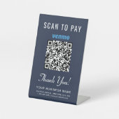 Venmo QR Code Scan to Pay Blue Business Reclamebord Met Voetstuk (Voorkant)