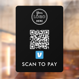 Venmo QR-code Scannen naar Pay Modern Logo Black Raamsticker