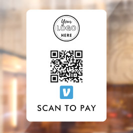 Venmo QR-code Scannen naar Pay Modern Logo White Raamsticker