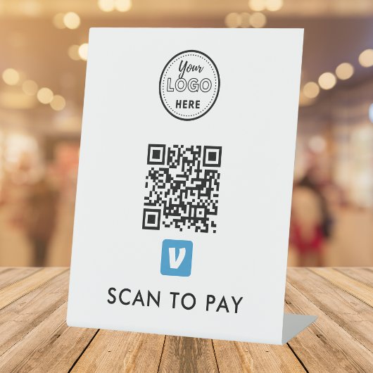 Venmo QR-code Scannen naar Pay Modern Logo White Reclamebord Met Voetstuk
