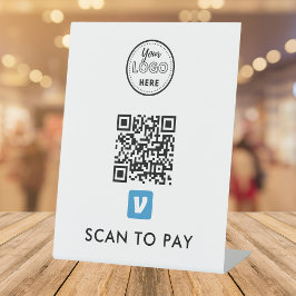 Venmo QR-code Scannen naar Pay Modern Logo White Reclamebord Met Voetstuk