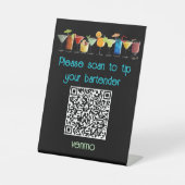 Venmo QR-code tip bord | Reclamebord Met Voetstuk (Voorkant)