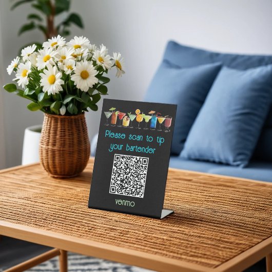 Venmo QR Code Tip Sign | Reclamebord Met Voetstuk