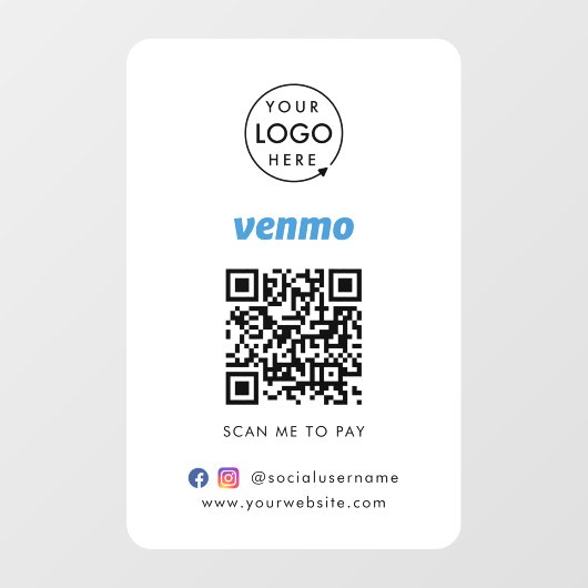 Venmo QR-codebetaling | Scan om het bedrijfslogo t Raamsticker (Vel)