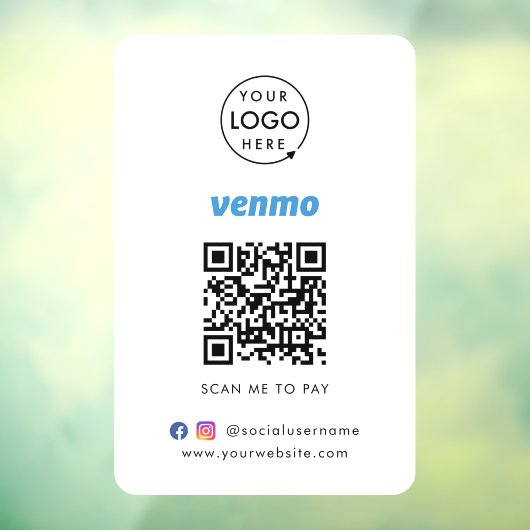 Venmo QR-codebetaling | Scan om het bedrijfslogo t Raamsticker (Vel 3)