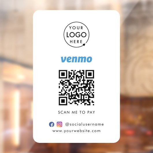 Venmo QR-codebetaling | Scan om het bedrijfslogo t Raamsticker (Vel 2)