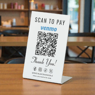 Venmo Scan om te betalen QR-code tafelmodel Reclamebord Met Voetstuk