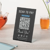 Venmo Scan om te betalen QR-code Zwarte Tafelstand Reclamebord Met Voetstuk (Insitu)