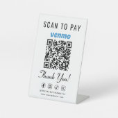 Venmo Scan to Pay QR Code Tabletop Reclamebord Met Voetstuk (Voorkant)