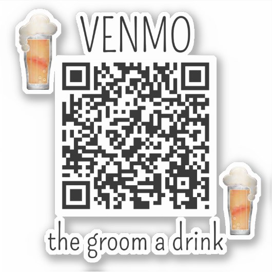 VENMO the Groom a Drink QR Code Bachelor Party Sticker (Voorkant)
