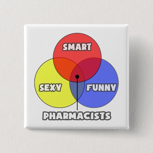 Venn-diagram ... apothekers vierkante button 5,1 cm (Voorkant)