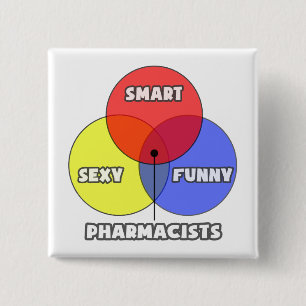 Venn-diagram ... apothekers vierkante button 5,1 cm