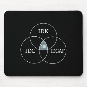 Venn Diagram IDGAF Grappige meme Wetenschap SCIFI Muismat