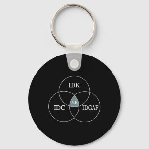 Venn Diagram IDGAF Grappige meme Wetenschap SCIFI Sleutelhanger