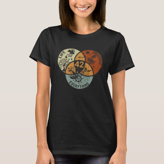 Venn Diagram Life The Universe And Everything 42 L T-shirt (Voorkant)