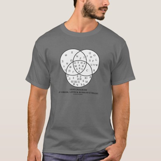 Venn-diagram van het Grieks, Latijn T-shirt (Voorkant)
