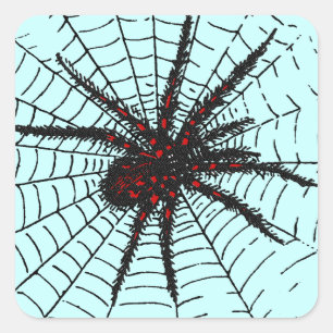 Venomous Black Spider Scary Insect Art Vierkante Sticker