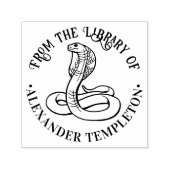 Venomous Cobra Snake Ronde Bibliotheek Boeknaam Zelfinktende Stempel (Design)
