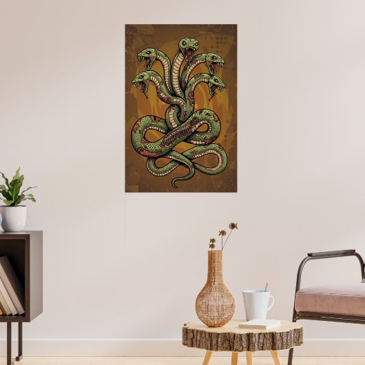 Venomous Multi-Headed Serpent Creature Poster (Woonkamer 3)