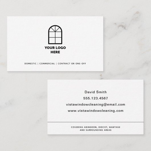 Venster Aangepaste Logo-tekst (zwart) wissen Visitekaartje (Voorkant / Achterkant)