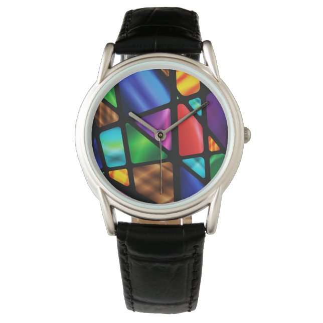Venster abstract Glas in lood Horloge (Voorkant)