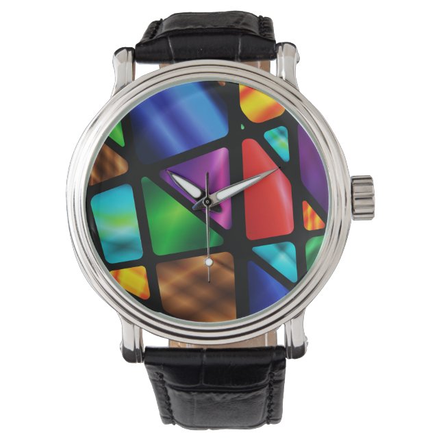 Venster abstract Glas in lood Horloge (Voorkant)