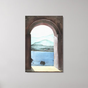 Venster bij Kreta Canvas Afdruk