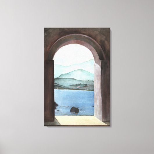 Venster bij Kreta Canvas Afdruk (Voorkant)