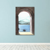 Venster bij Kreta Canvas Afdruk (Insitu (Houten vloer))