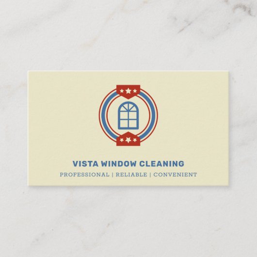 Venster  blauw en rood Visitekaartje reinigen (Voorkant)