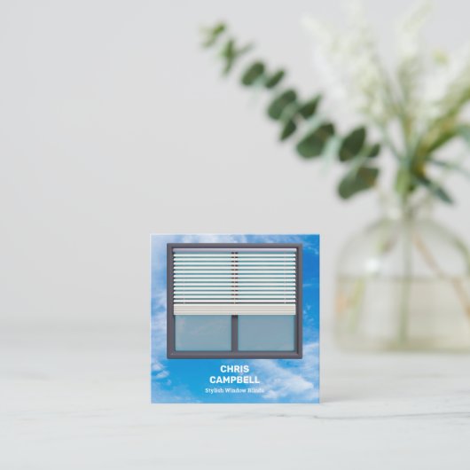 🌙 Venster Blinds Aangepaste QR Vierkante Visitekaartje (Staand voorkant)