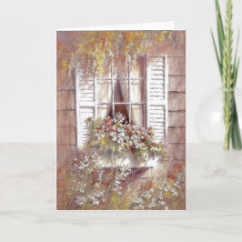 Venster, bloemen, en pendelaars De schoonheid van  Kaart