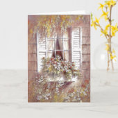 Venster, bloemen, en pendelaars De schoonheid van Kaart (Gele Bloem)